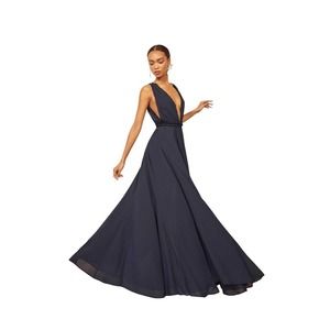 NWT Reformation Camellia Navy Maxi Wrap Dress L